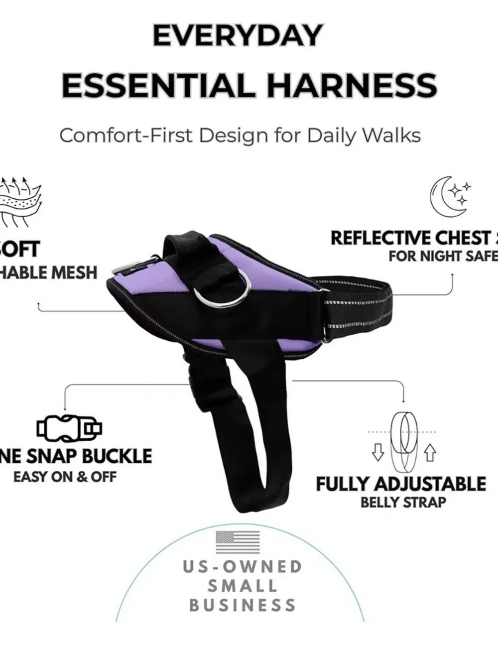 Shawnco Essential Dog Harness purple/blk XL